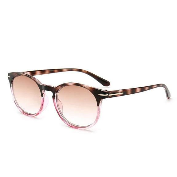 Women Gradient Brown Reading Glasses 1.00, Tortoiseshell Pink Round Spring Hinge Blue Light Blocking Readers 1.00 Strength UV
