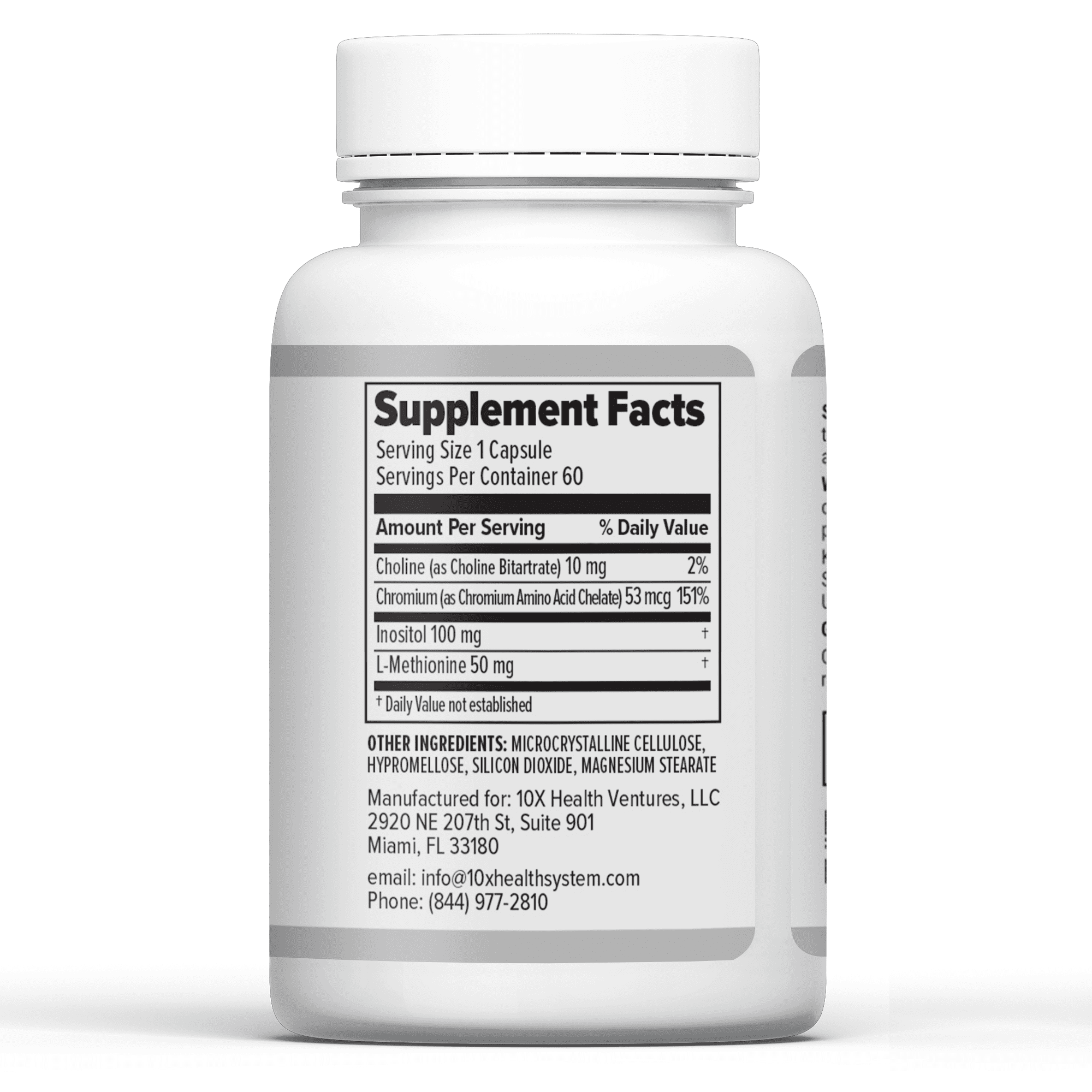 10X Health MIC Chromium Supplement - Metabolism Support w/ L-Methionine Inositol Choline, 60 Capsules