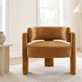 thumbnail image 3 of TLSUNNY Modern Velvet Accent Chair, Upholstered Barrel Chairs Comfy Side Arm Chairs with 3 Legs for Living Room/Office/Reading, 3 of 9