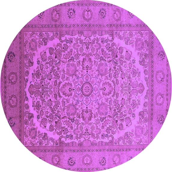 Ahgly Company Indoor Round Oriental Purple Industrial Area Rugs, 5' Round