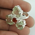 thumbnail image 2 of Natural 925 Fine Silver Jewelry, Genuine Green Amethyst & Carnelian Tribal Ring, Womens Designer Handmade Ring, Stackable Ring, Antique Multi Stone Ring, Wedding Ring, Mothers Day&nbsp;Gifts (7), 2 of 3