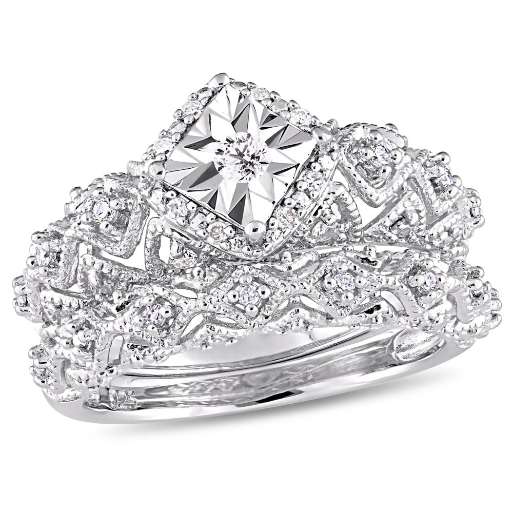 Miabella 1/5 Carat T.W. Diamond Sterling Silver Filigree