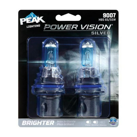 Peak 8020185 Power Vision Silver 12.8 V Halogen T4 Automotive Bulb - 9007 HB5 65 & 55W - Pack of 2