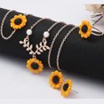 thumbnail image 4 of juegos de moda creativa chapada en oro perla hoja girasol colgante collar girasol pulsera pendientes anillo conjunto para mujer joyería Sincero Hogar, 4 of 6