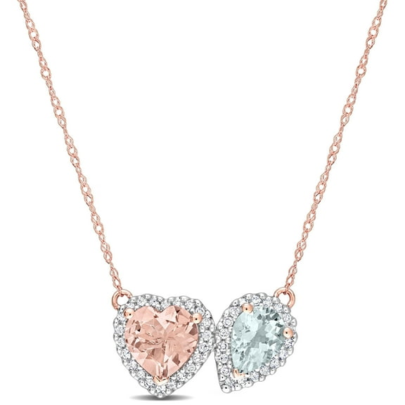 Everly Women's Morganite and Aquamarine 10k Rose Gold Necklace