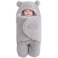 thumbnail image 1 of Manta de Felpa para bebé, para recién Nacidos, Linda Manta de recepción, Suave con Capucha, Saco de Dormir para niñas de 0 a 6 Meses, Color Gris, 1 of 3