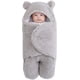 thumbnail image 1 of Manta de Felpa para bebé, para recién Nacidos, Linda Manta de recepción, Suave con Capucha, Saco de Dormir para niñas de 0 a 6 Meses, Color Gris, 1 of 3