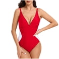 thumbnail image 2 of Pounoo Womens Swimwear Colorblock Deep V Neck Slim Fit Stretchy Lightweight One Piece Swimsuits Bathing Suits Summer Outfit Gift, 2 of 8