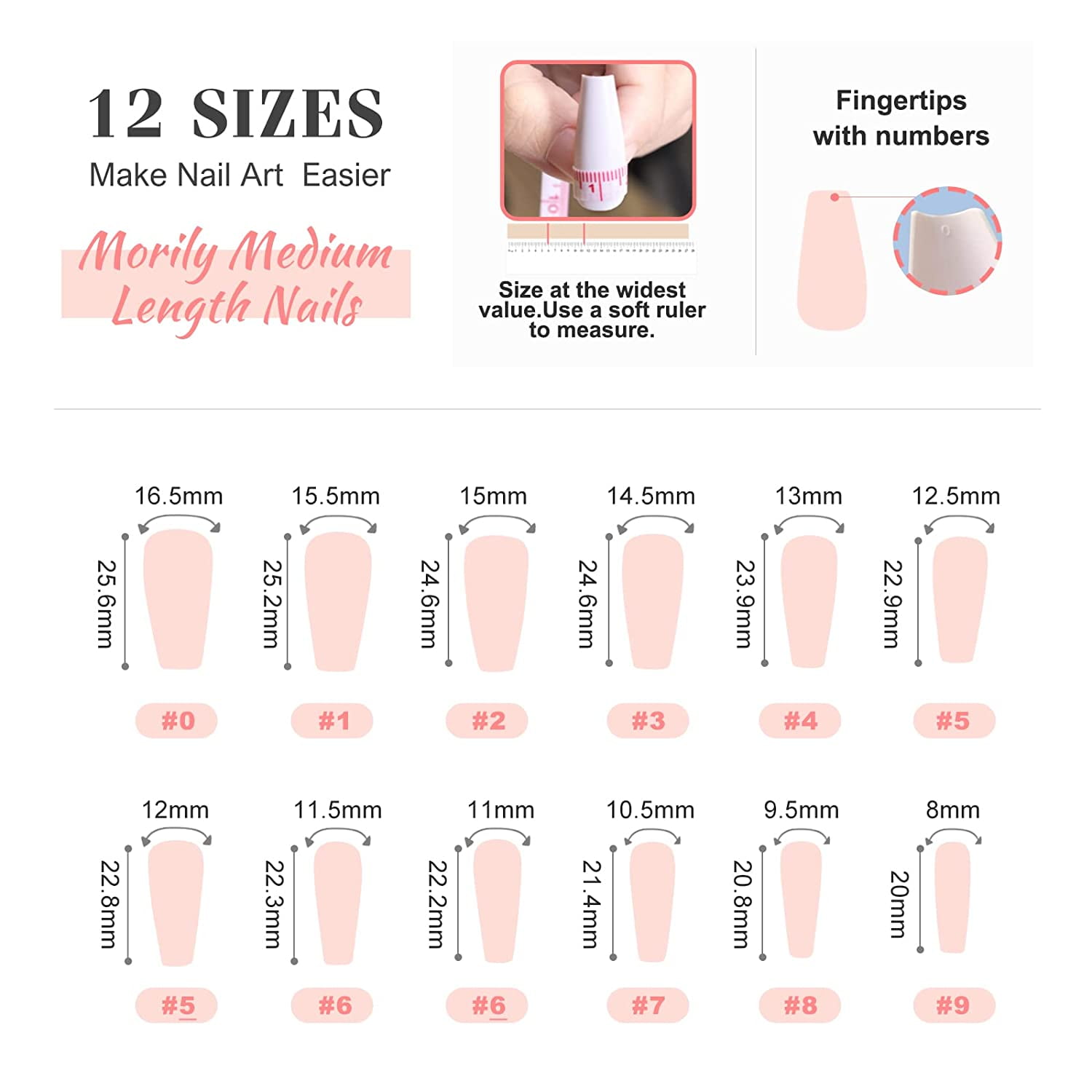 Morily 24Pcs Pink Press on Nails Medium Length Long Ombre Fake Nails Kit  with Rhinestones Design Glossy Crystal False Nail Acrylic Finger Nail Art