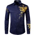 thumbnail image 1 of Featured - Men's Fashion Rose Floral Print Slim Fit Long Sleeve Button Party Formal Shirt, 1 of 2