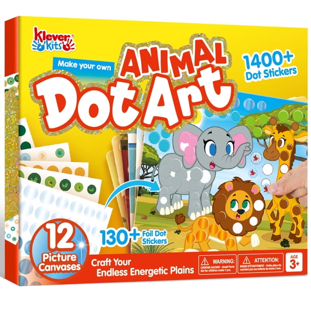 Kit Dot Art Klever Kits para niños con pegatinas de 3 a 7 años con forma de animal