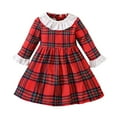 thumbnail image 2 of YWDJ Girls Special Occasion Dresses Plus Size Christmas Clothing Christmas Plaid Ruffled Trim Dress Ruffle Long Sleeve Dress 3-8 Years Red 4Y, 2 of 6