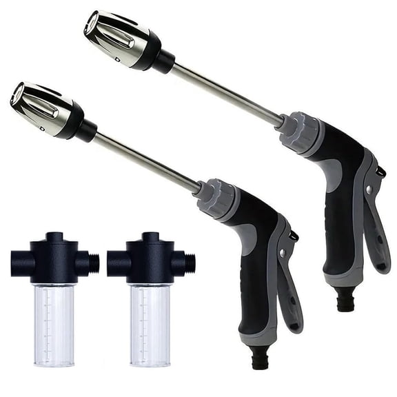 2 Pack High Pressure Garden Hose Nozzle with Soap Dispenser, Heavy Duty Foam Gun Car Wash Sprayer, Adjustable Nozzle for Gardening, Solar Panel Cleaning, Pet Showering