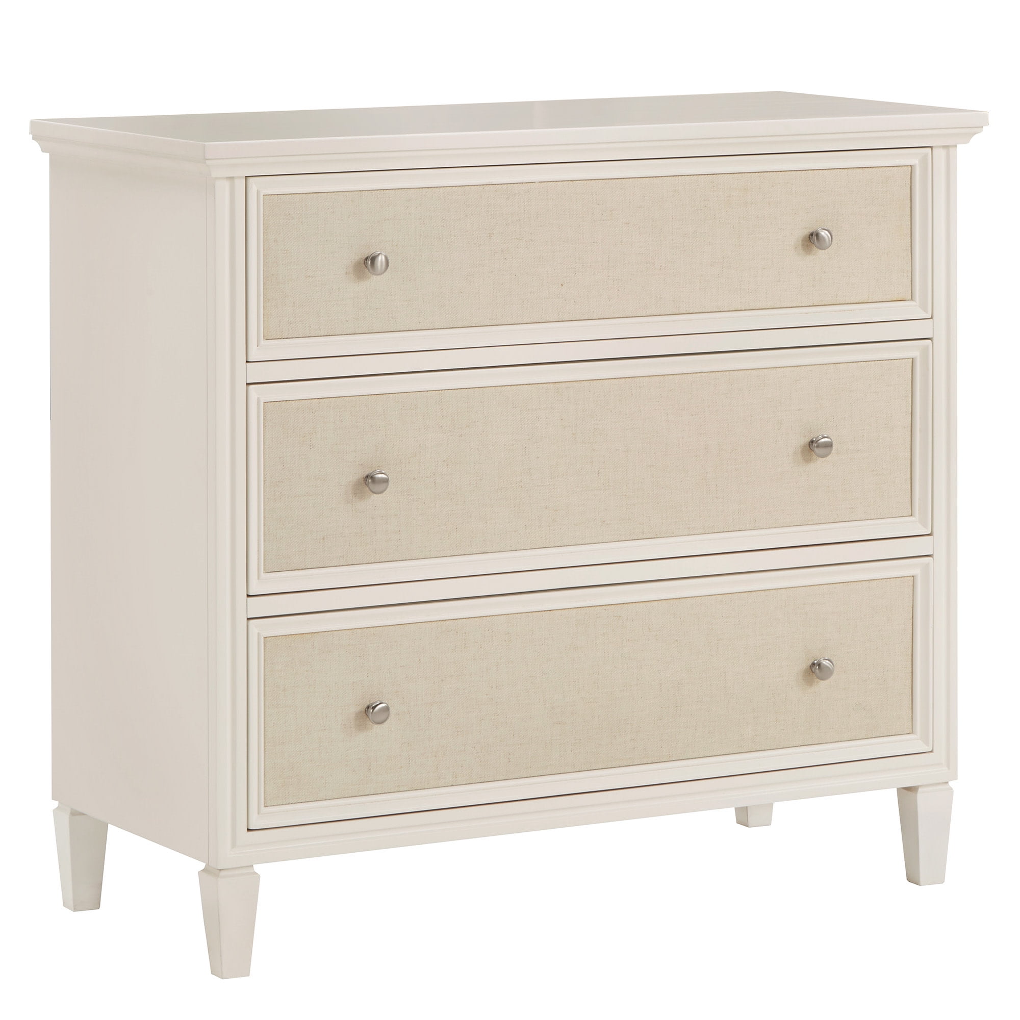 Weston Home Erro Adult Linen Face 3-Drawer Wood Dresser, White