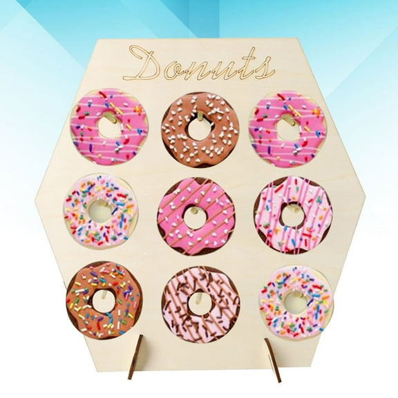 MLINS Party Donuts Holder Wooden Rustic Rack Donuts Stand for Birthday Wedding Party