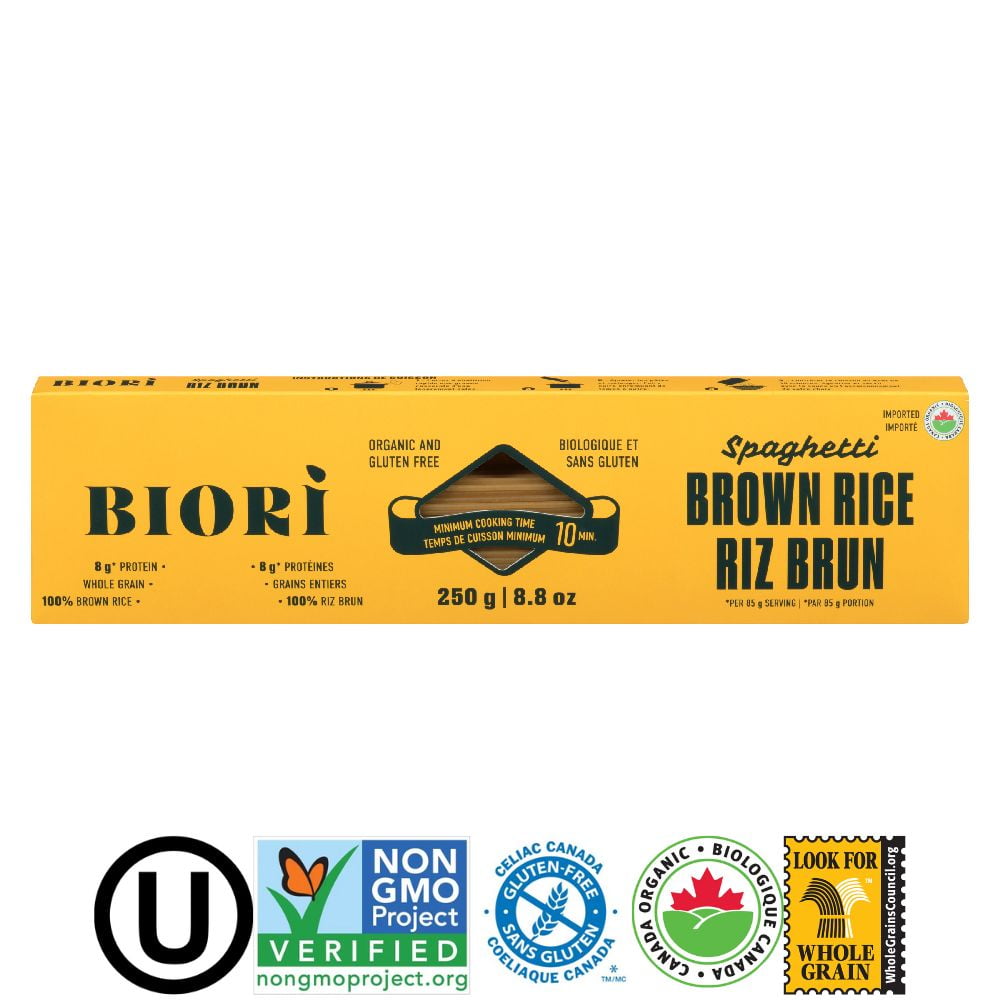 Biori 100% Organic Gluten Free Brown Rice Spaghetti 250g, Whole Grain, Non-GMO