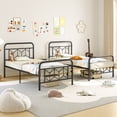 thumbnail image 4 of Patiojoy Twin Metal Bed Frame Platform Bed with Diamond Accented Headboard & Footboard Black, 4 of 10