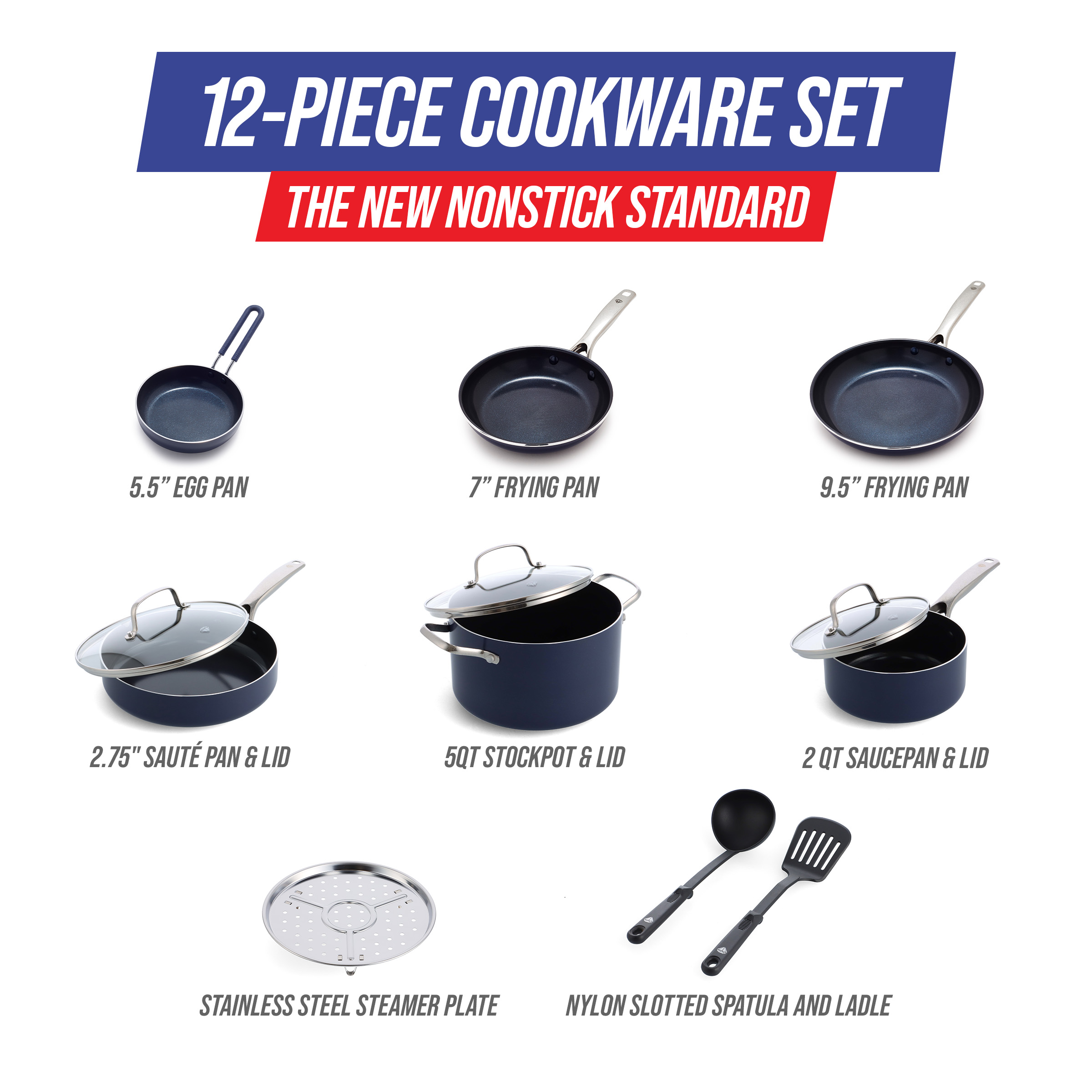 Blue Diamond 12-Pc Non-Stick Cooking Coated Ceramic Cookware Set ...