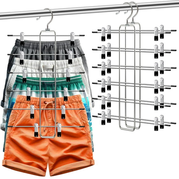 Organizadores de armario y almacenamiento FATHITA, perchas para pantalones de 6 niveles