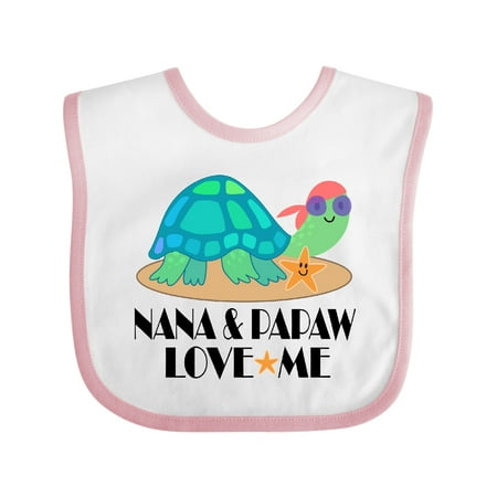

Inktastic Nana and Papaw Love Me Grandchild Turtle Gift Baby Boy or Baby Girl Bib