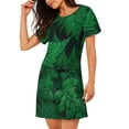 thumbnail image 2 of Picia Green Leave Fern Pattern Women’s Nightdress – Casual Short-sleeved Loose-Fit Sleepwear, Soft Cotton Short-Sleeve Sleep Shirt for Relaxation & Comfort, 2 of 6