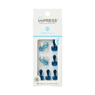 Impress Kiss Faux Ongles Pieds with Flowers Designed Acrylic Press On  Toenails for Beach Entertainment Plastics Short Fake Nails 