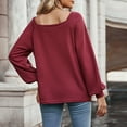 thumbnail image 4 of BLVB Women's Spring Fall Tunic Tops Square Collar Long Sleeve Shirts Solid Casual Loose Ladies Dressy Blouse, 4 of 5