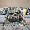 thumbnail image 2 of BCIIG Skull Pirate Ship Pirate Flag Warm Lightweight Blanket Soft Fleece Blankets for All Seasons - Decorative Throw Blanket for Living Rooms, Sofa, and Bed 40x50in, 2 of 6