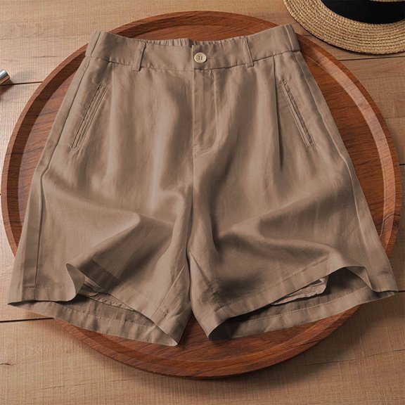 SwiftWear Women's Cotton Shorts High Waisted Elastic Waist Button Front Wide Leg Shorts with Liner Casual Fashion Summer Shorts