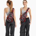 thumbnail image 6 of Sling Backpack,Black and Pink Christmas Tree Pattern Sling Bag with Water Bottle Holder,Waterproof Sling Bag for Men/Women with Headphone Jack for Hiking,Travel, 6 of 6