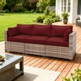 thumbnail image 6 of Kimunuk Outdoor Replacement Cushions for Patio Furniture, 4" Foam High-Density, 8-Piece Water-Resistant Outdoor Cushion for 3-Seat Sectional Patio Conversation Sets, Liner&Cover, Burgundy, 6 of 7