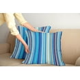 thumbnail image 2 of Ambesonne Blue Throw Pillow Cover 2 Pack, Vertical Stripes Retro Art, 20", Mustard Blue White, 2 of 7