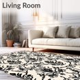 thumbnail image 2 of ODIKA 8'x10' Machine Washable Non-Slip Area Rug, Vintage Damask Scrollwork with Classical Ornamental Filigree Motifs High Traffic Rug, Black, 525853, 2 of 7