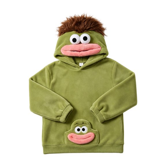 Grblisyd Kids Big Mouth Monster Hoodies Boys Girls Flannel Long Sleeve Halloween Hooded Sweatshirt Cute Fashion Pullover Top