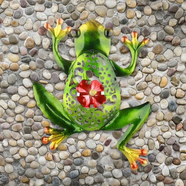 Stained Beautiful Cut-Out Metal Frog Wall Decor Outdoor Indoor Art  Sculpture Hanging Ornaments for Home Garden Bedroom Living Room with Hook 