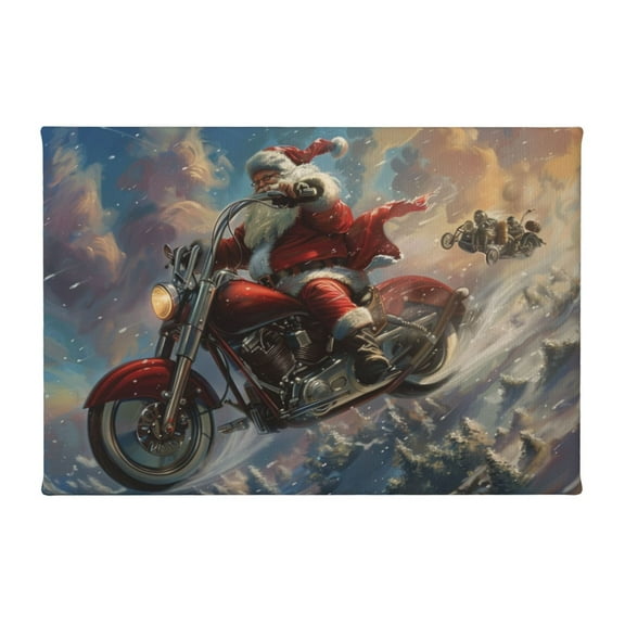 8x12 inch Santa Claus Rides A Motorcycle Oil Painting Wall Art,Garage,Kitchen,Bathroom Wall Decor,Room Decor For Men,Funny Holiday Decorations,Garage Decor Accessory,For Bar,Man Cave,Lounge