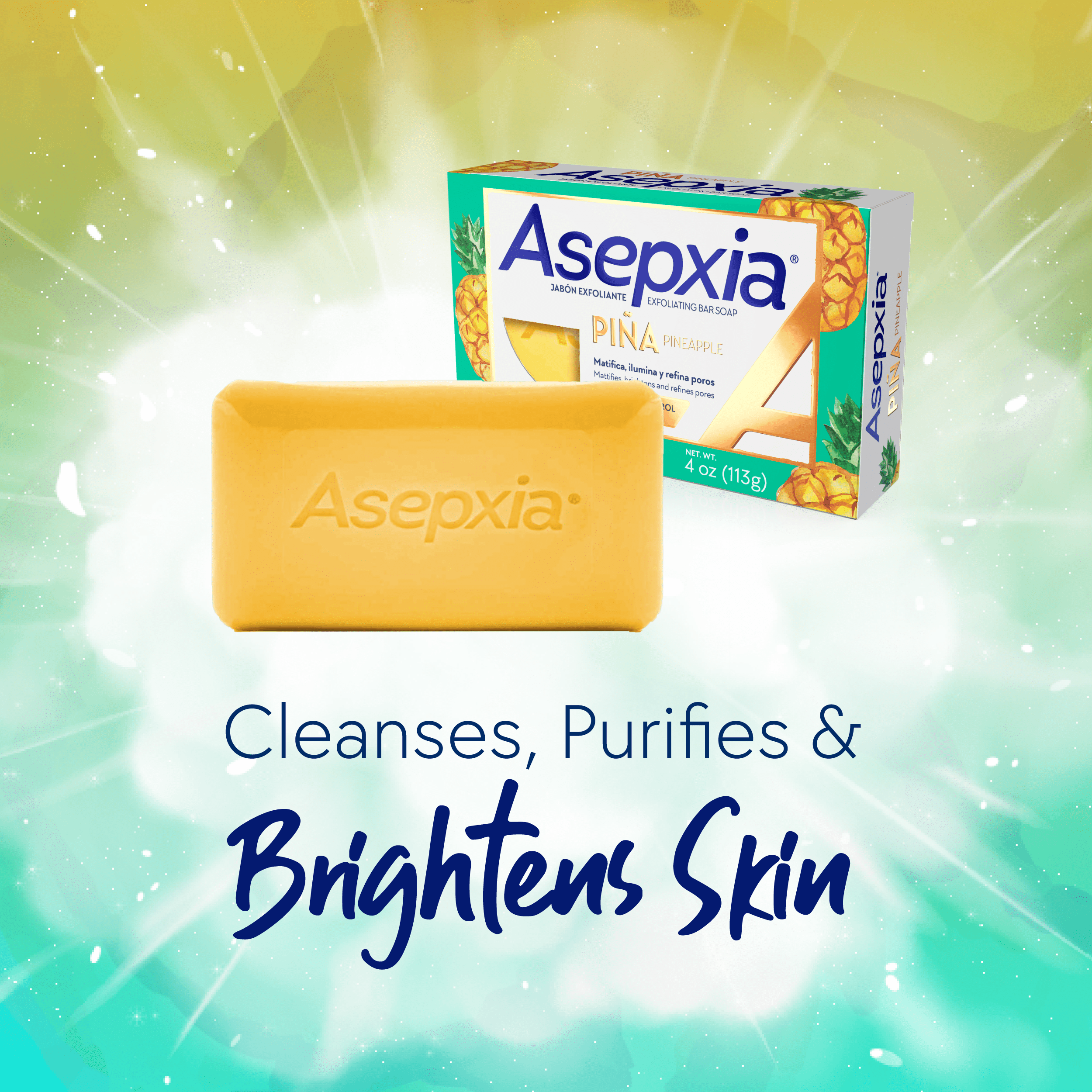 (3 pack) Asepxia Exfoliating Bar Soap, with Natural Pineapple Enzyme, for Oily Skin Teens and Adults, 4 oz