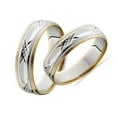thumbnail image 2 of Pompeii3 Matching Swiss Cut 14k Gold His Hers Wedding Band Set, 2 of 5