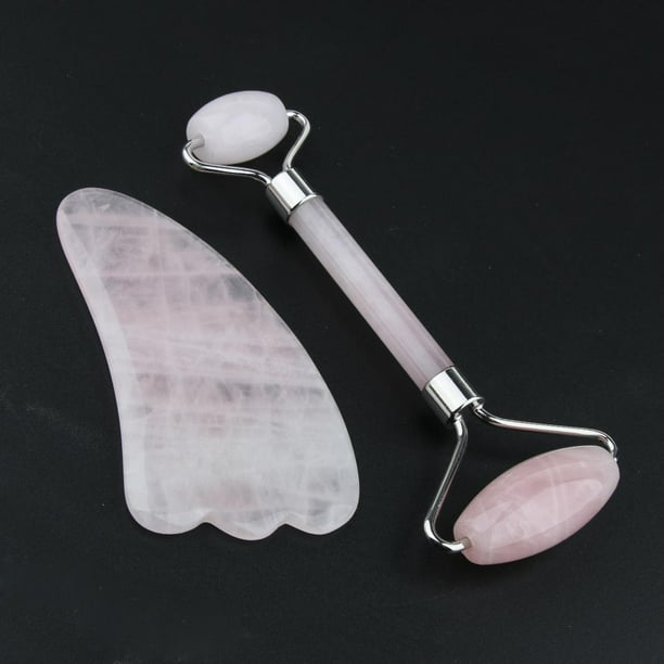 2Pcs Ala portátil Jade de Rodillo Plata shamjiam Rodillo de cristal para cara