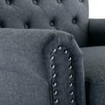 thumbnail image 5 of Accent Rivets Chair, Modern Linen Fabric Armchair with Button Tufted Backrest and Wood Legs, Comfy Upholstered Single Chair with Thicken Cushion Seat and Armrest for Living Room, Dark Gray, 5 of 8