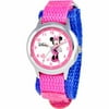 Disney Kids Minnie Mouse Pink/Blk Velcro Band Time Teacher Watch