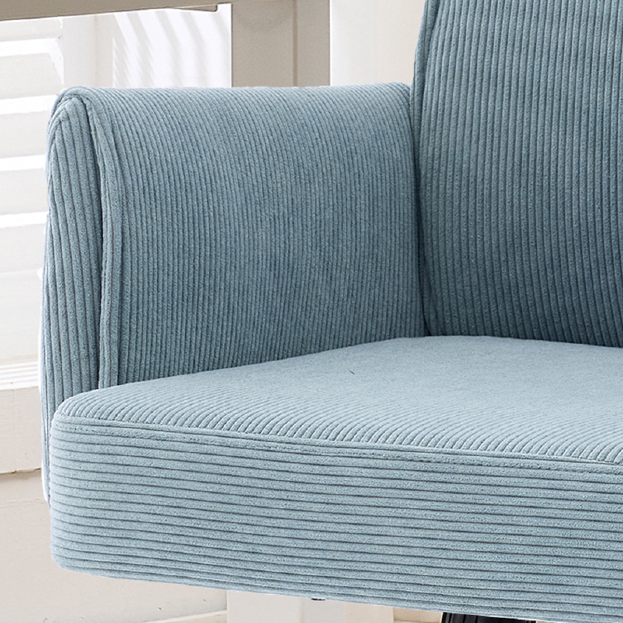 Leumius Mid-Back Liftable Office Chair with Striped Fabric and Ergonomically Designed Accent Chairs for Office Bedroom Dressing Table Blue