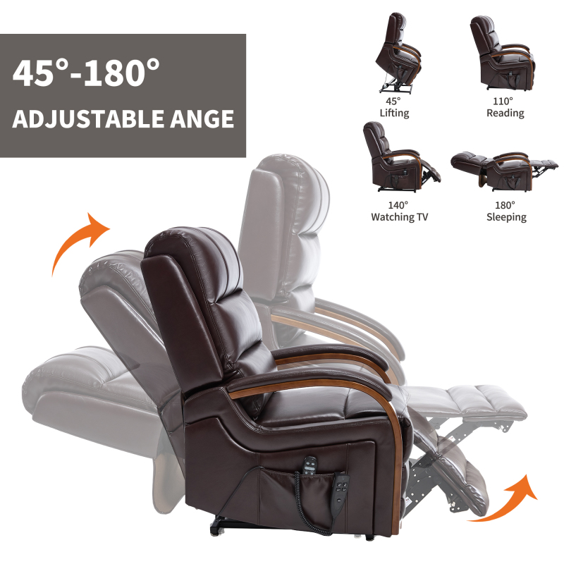 Power Blue Chenille Lift Recliner Chair Dual Motor Infinite Position Up to 350 LBS with Solid Wood Armrests, Heat Massage and Heavy Duty Motion Mechanism