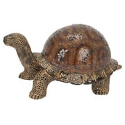 11" x 6" Brown Polystone Turtle Sculpture, by DecMode
