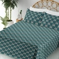 thumbnail image 3 of Ambesonne Nature Fitted & Flat Sheet with Shams 4 Pcs Set, Oversimplified Blossom Print, Queen, Dark Seafoam Eggshell, 3 of 5