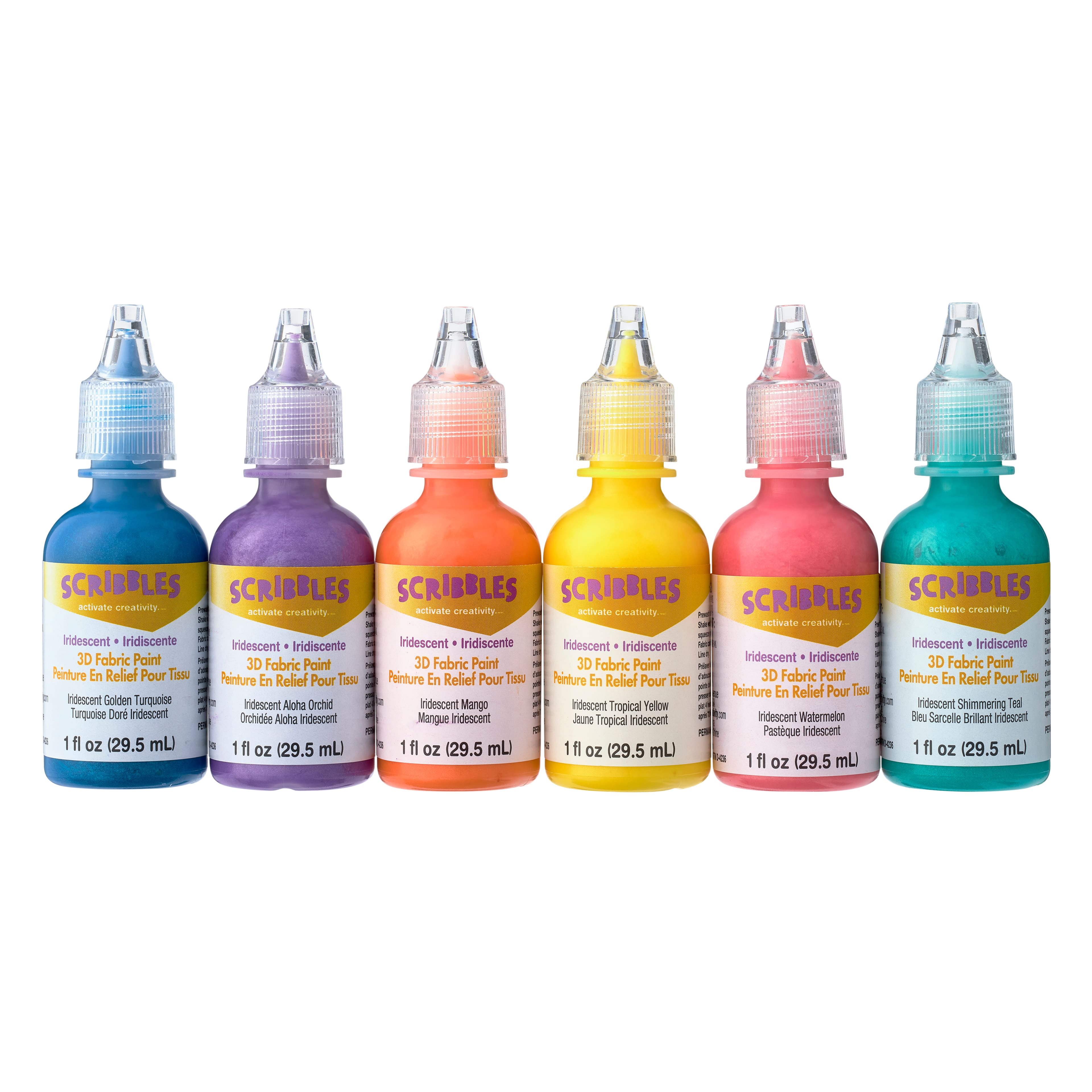 10 Packs 6 ct. (60 total) Scribbles® Iridescent 3D Fabric Paint