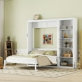 thumbnail image 1 of MODERNLUXE Lit Escamotable Format Grand avec Étagères de Rangement, Lit Armoire Pliant pour Petit Espace, Bureau à Domicile, Studio, Blanc, 1 of 9