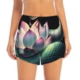 thumbnail image 2 of Balery Snake Holding A Lotus Pantalones cortos deportivos para mujer con forro y dos bolsillos, elásticos, para entrenamiento, gimnasio, yoga-Medium, 2 of 7