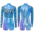 thumbnail image 3 of Zaldita Womens Metallic Shiny Galaxy Princess Dance Jumpsuit Long Sleeve Unitard Dress Up Blue L, 3 of 3