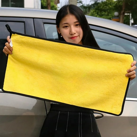 Yellow Polyester Car Wash Towels, 60x30cm Twin Sided Thickened Microfiber Cleaning Towels for Auto Detailing, Scratch-Free, Super Absorbent, Lint-Free, Quick-Dry, Soft Velvet Car Cleaning Cloth
